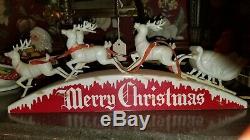 Rare Vintage Royal Santa Sleigh And Reindeers lights up