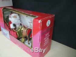 Rare Vintage Trim A Home Animated Huge Christmas Reindeer & Santa On Sleigh