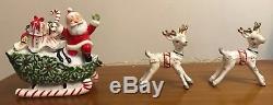 Rare Vtg 1950s Santas Christmas Holly Sleigh Candy Cane with Reindeer Japan