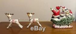 Rare Vtg 1950s Santas Christmas Holly Sleigh Candy Cane with Reindeer Japan