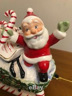 Rare Vtg 1950s Santas Christmas Holly Sleigh Candy Cane with Reindeer Japan