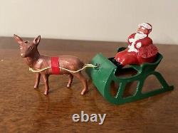 Rare vintage BARCLAY SANTA ON SLEIGH With REINDEER B197NM Lot C No antlers