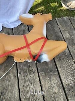 Reindeer Blow Mold Christmas 32 For Santa's Sleigh Vintage