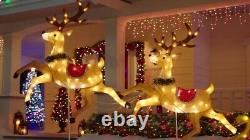 Reindeer Christmas Sleigh Santa Led Yard Ft Decor Snowman And Inflatable Signs 8