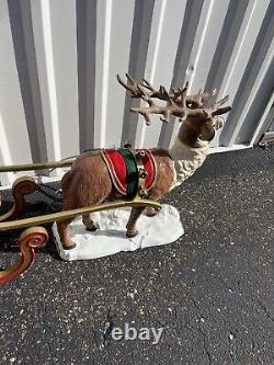 Reindeer & Santa 0n Sleigh Animated Musical Illuminated Christmas Holiday 36x18