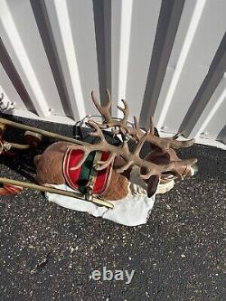 Reindeer & Santa 0n Sleigh Animated Musical Illuminated Christmas Holiday 36x18