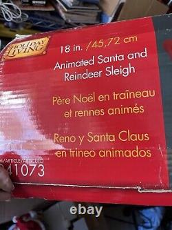 Reindeer & Santa 0n Sleigh Animated Musical Illuminated Christmas Holiday 36x18