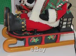 Reindeer & Santa in Sleigh Animated Musical Illuminated Holiday Creations 1994