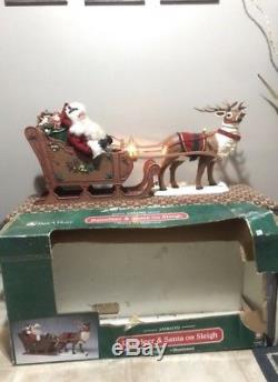 Reindeer and Santa on Sleigh Trim A Home Animated, Lighted, Christmas Decor 1991