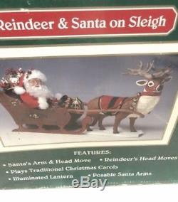 Reindeer and Santa on Sleigh Trim A Home Animated, Lighted, Christmas Decor 1991