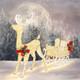 Reindeer And Santa's Sleigh (gold) Christmas Décor Includes Pre-strung Led Li