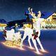 Reindeer And Santa's Sleigh (white) Christmas Décor Includes Pre-strung Led