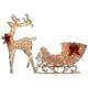 Reindeer And Santa's Sleigh With Led Lights Outdoor Christmas Decorations Gold