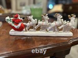Relco Noel Santa Sleigh Reindeer Christmas Taper Candle Holder 1950smcm Japan Eu