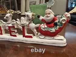 Relco Noel Santa Sleigh Reindeer Christmas Taper Candle Holder 1950smcm Japan Eu