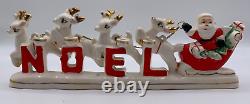 Relco Santa Sleigh Chained Reindeer NOEL Candleholder withBox Candles 1950s Japan