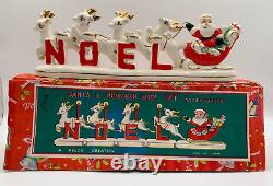 Relco Santa Sleigh Chained Reindeer NOEL Candleholder withBox Candles 1950s Japan