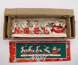 Relco Santa Sleigh Chained Reindeer NOEL Candleholder withBox Candles 1950s Japan