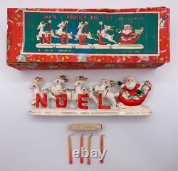 Relco Santa Sleigh Chained Reindeer NOEL Candleholder withBox Candles 1950s Japan