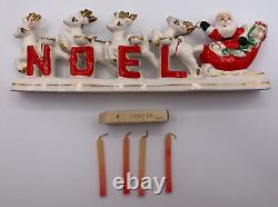 Relco Santa Sleigh Chained Reindeer NOEL Candleholder withBox Candles 1950s Japan