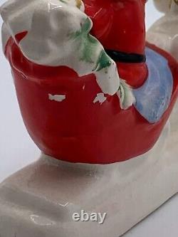 Relco Santa Sleigh Chained Reindeer NOEL Candleholder withBox Candles 1950s Japan