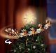Revolving Christmas Tree Topper Santa Reindeer Sleigh Light Star Thomas Kinkade