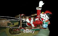 Ron Lee 1985 Clown Santa Sleigh Christmas Reindeer LARGE 11 1/2 Long 13 Lbs