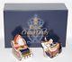 Royal Crown Derby Reindeer & Santa & Sleigh Paperweights Box/gold Stoppers