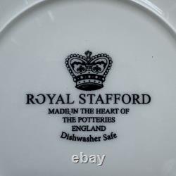 Royal Stafford Red Santa's Sleigh Reindeer Christmas Dinner & Salad Plates 12 ct