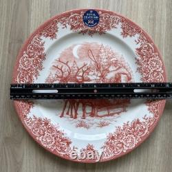 Royal Stafford Red Santa's Sleigh Reindeer Christmas Dinner & Salad Plates 12 ct