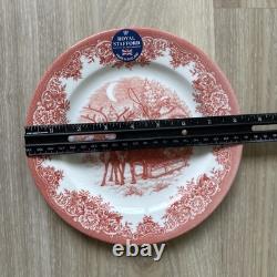 Royal Stafford Red Santa's Sleigh Reindeer Christmas Dinner & Salad Plates 12 ct