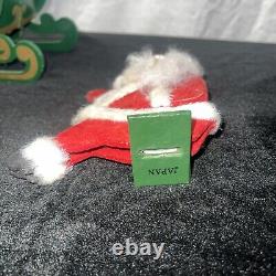Rubber Face Santa Doll 2 Reindeer Wood Sleigh Folding Christmas Decor Vintage