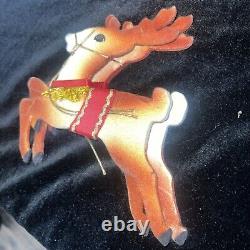 Rubber Face Santa Doll 2 Reindeer Wood Sleigh Folding Christmas Decor Vintage