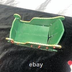 Rubber Face Santa Doll 2 Reindeer Wood Sleigh Folding Christmas Decor Vintage