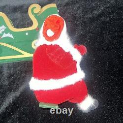 Rubber Face Santa Doll 2 Reindeer Wood Sleigh Folding Christmas Decor Vintage