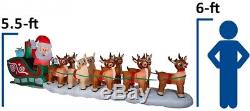 Rudolph Christmas Inflatable Lighted Santa Sleigh Pulled 8 Reindeer Rudolph