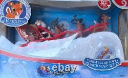 Rudolph Santa's Sleigh Team With Music Set 50th Anniversary Tested Works New