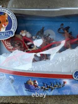 Rudolph Santa's Sleigh Team With Music Set 50th Anniversary Tested Works New