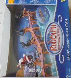 Rudolph The Red Nosed Reindeer Santa's Sleigh Reindeer Team Figurine W-Stand Set