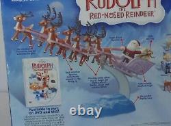 Rudolph The Red Nosed Reindeer Santa's Sleigh Reindeer Team Figurine W-Stand Set