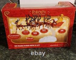 Rudolph the Red Nosed Reindeer Santa's Music Sleigh Red Variant Rare w Box Works