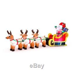SALE 10 ft Airblown Inflatable Santa Sleigh Reindeer Outdoor Christmas Decor