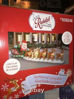 SANTA IN SLEIGH With RUDOLPH Reindeer Games 17.5 ft Long Christmas Inflatable NIB