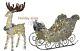 Santa Sleigh And Reindeer Outdoor Yard Display Classic White Led Lights