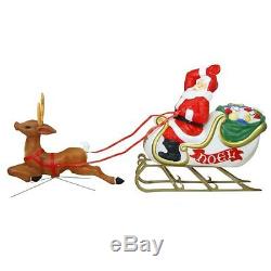 SANTA SLEIGH BLOWMOLD WITH 1 REINDEER 72 IN LENGTH LIGHT UP OUTDOOR LAWN NEW