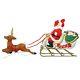 Santa Sleigh Blowmold With 1 Reindeer 72 In Length Light Up Outdoor Lawn New