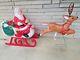 Santa Sleigh & Flying Reindeer Lighted Plastic Vintage Blow Mold Christmas Tpi