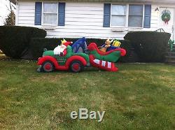 SANTA TOWING TOW TRUCK LAWN BLOW UP INFLATABLE REINDEER GIFTS SLEIGH LARGE