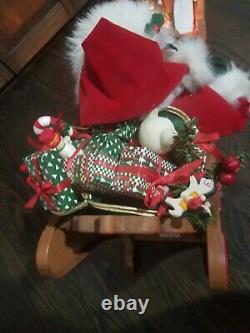 SEE VIDEO! Holiday Creation Santa On Sleigh Reindeer Animated Musical Christmas