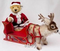 STEIFF 1990 FRIENDS OF CHRISTMAS Santa With His Reindeer And Sleigh NWB L/E